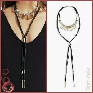 Lucky Brand Two Tone Leather Layered Necklace